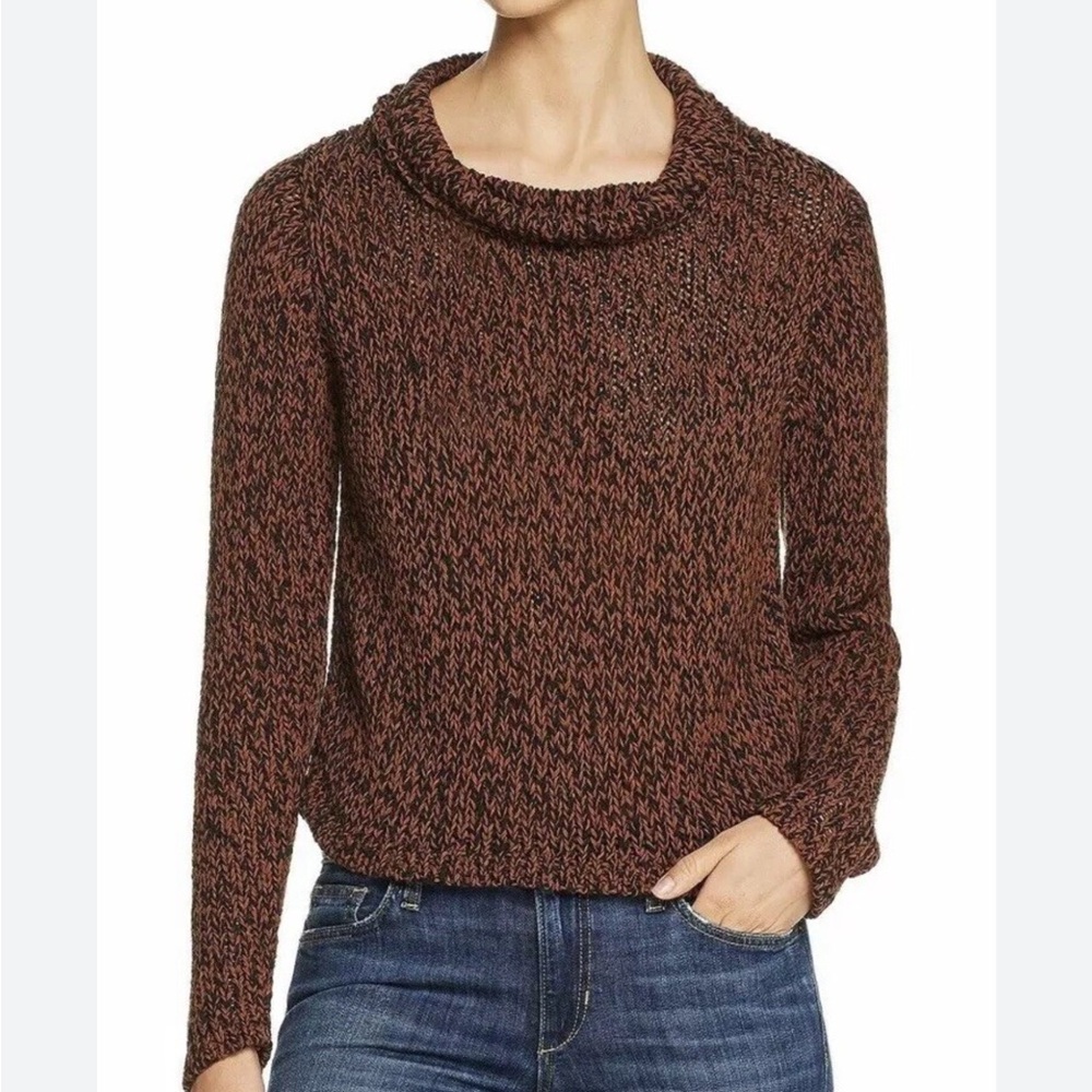 Eileen Fisher Black and brown Cowl Neck Sweater; size SP